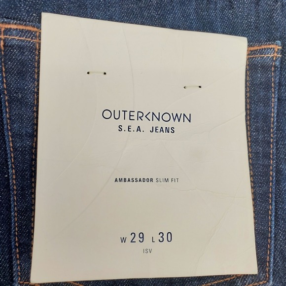 Outerknown Ambassador Slim Fit SEA Jeans Dark Wash Organic Cotton Mens 29x30 - Picture 9 of 11